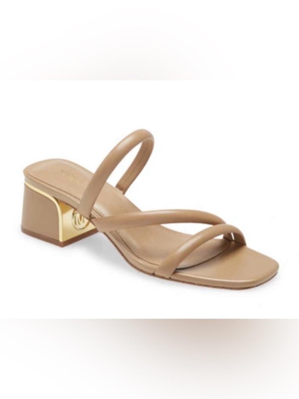 Michael Kors "Lana" Slide Block Heel Sandal in Camel Leather - size 6